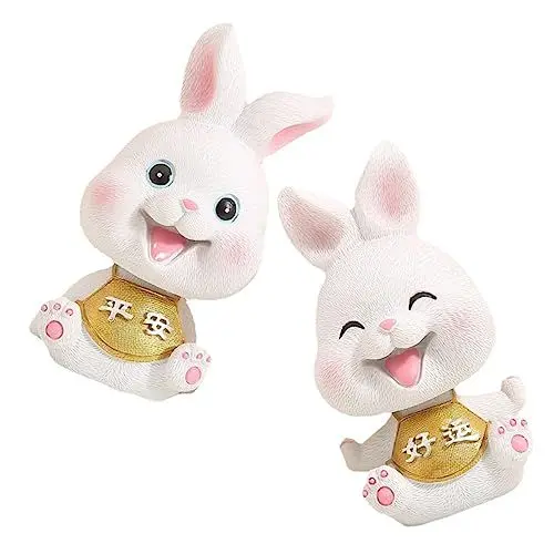 Produktbild: Garneck Figurine Bunny Spielzeug Harz Auto Decor Bunny Statuen Schütteln Für Home Dekoration