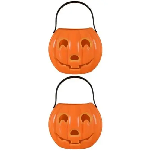 Produktbild: Garneck 2St Tragbare Kürbislaterne Eimer für Halloween-Leckereien Kürbis-Süßigkeiten-Eimer halloween behälter für süßigkeiten halloween dekoration Süßigkeitenbehälter Cookie-Eimer PVC