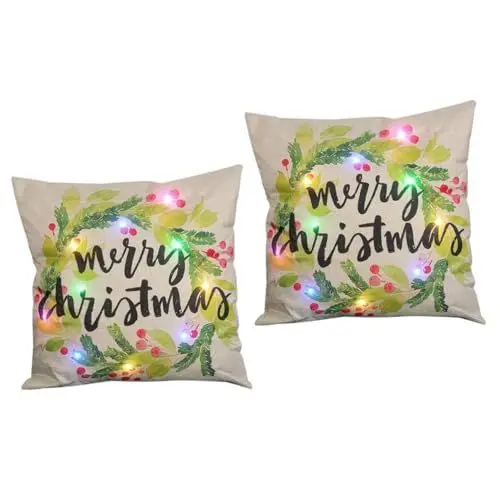 Produktbild: Garneck 2St Urlaub Kissenbezug Weihnachts-LED-Wurfkissenbezug Weihnachtskissen Kissenbezüge Ornament Festival Kissenbezug Hausversorgung Erdfarben Kopfkissen Bettkissen Dekorationen Flachs