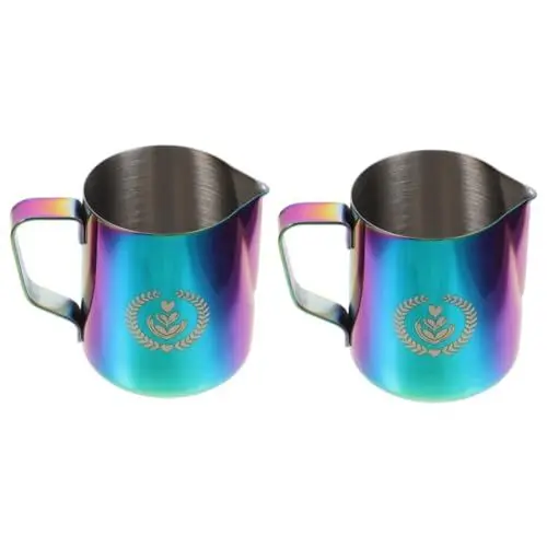 Produktbild: Garneck 2St milch tasse Milchaufschäumer Becher Espresso-Shots Kaffeetasse edelstahltasse Kaffeekonzentrat Espresso schäumende Kannentasse ergonomischer Aufschäumkrug Metall