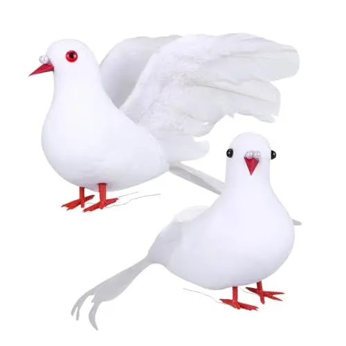 Produktbild: ifundom 2 Stk Gefälschte Vogelfiguren Tischdekoration Im Freien Taube Künstliche Vögel Für Den Garten Gefiedertes Vogelmodell Vogelfiguren Sammlerstücke Weiß Hochzeit Spielzeugset