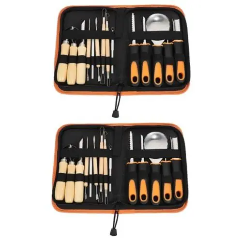 Produktbild: Garneck 2 Sets 15 Stücke Kürbis Carving Kit Carving Werkzeuge Sculpt Kit Für Halloween Dekorationen