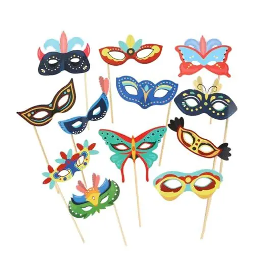 Produktbild: Garneck 2 Satz Zubehör für Partyfotos Party Dekorationen Karnevalsmasken-Set Party-Fotozubehör lustige Fotokabinen-Requisiten-Sticks Masken-Foto-Requisiten Bambus
