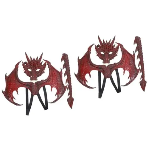 Produktbild: Garneck 2 Sets Drachenmaskenflügel Halloween Zubehör Halloween Partygeschenke Cosplay Kostüm Zubehör Kinder Cosplay Kostüm Drachen Up Dinosaurier Kostüm Gruselige Maske