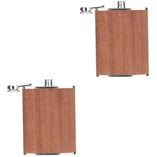 Produktbild: Garneck 2 Stück Eleganter Flachmann Mit Pu-lederüberzug Flachmann Für Heißgetränke Tragbarer Weintopf-design