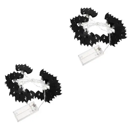 Produktbild: Garneck 2 Stück 2 10 Halloween Lichterketten Halloween-fledermauslicht Led-dekor Kürbis Lichterketten Outdoor-dekor Halloween-fledermaus Geführt Schmiedeeisen Batterie Spinne