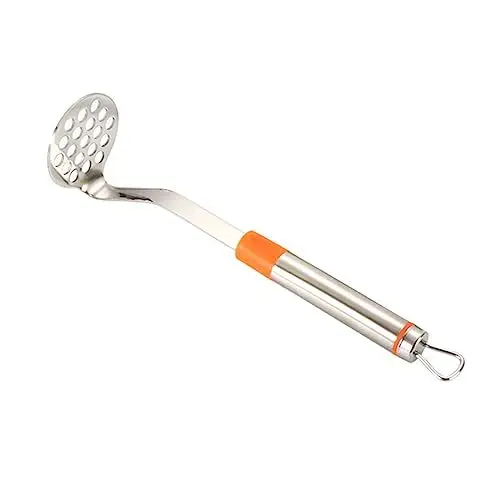 Produktbild: Garneck 2 in 1 Kartoffelstampfer und Edelstahl-Set Orange Silberfarbener Hitzebeständiger Griff Vielseitig Einsetzbar für Lebensmittel