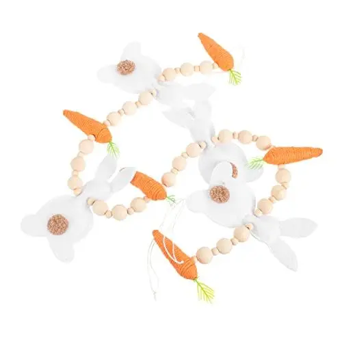 Produktbild: Garneck 2 Stück Hasengirlande Ostergirlande Dekoration Ostern Bauernhaus Perlengirlande Karottenhase Banner Osterhase Perlengirlande Osterperlengirlande Ostermantel Girlande Stoff