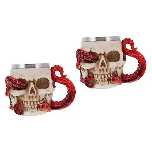 Produktbild: Garneck 2 Stück Weinglas Gothic Bierkrug Wasser Kaffeetasse Schnapsgläser Bierkrug Schrecklicher Bierbecher Wasserbecher Trinkgläser