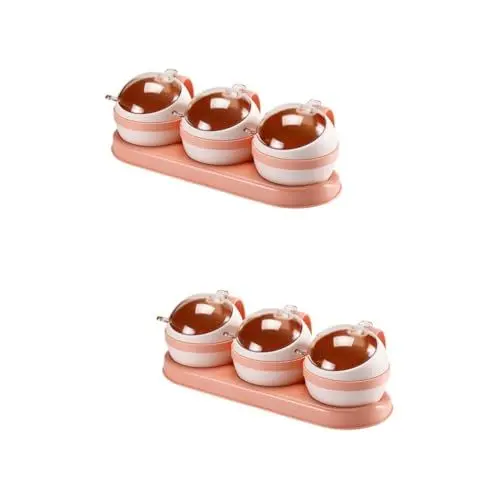 Produktbild: Garneck 2st Gewürztopf Gewürzbehälter Mit Deckel Und Löffel Gewürztöpfe Aufbewahrungsbehälter Für Gewürze Gewürzgläser Cruet Gewürzdose Salztopf Mit Deckel Pfeffer-boxen Rosa