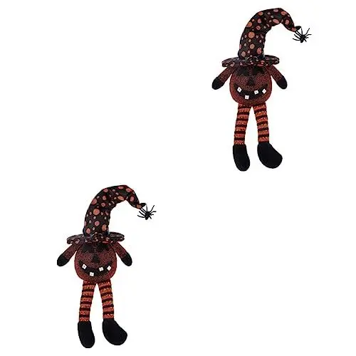 Produktbild: Garneck 2st Kürbis Laterne Ornament Halloween-kürbis-plüschpuppe Halloween-stofftier Halloween-tischdekoration Gefüllte Kürbispuppe Dekorative Wohnaccessoires Plüschwürfe Plastik Orange