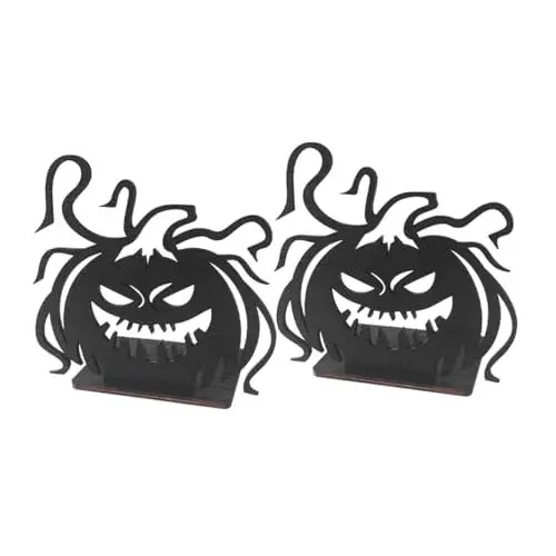 Produktbild: Garneck 2 Stücke Halloween Kürbis Dekorationen Scary Schwarz Holz Tee Licht Kerzenhalter Für Party Mittelpunkt