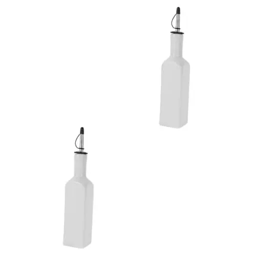 Produktbild: Garneck 2st Ölflasche Aus Keramik Olivenölspender Spender Für Flüssige Soßen Flüssigsoßenspender Aus Keramik Spenderflasche Für Olivenöl Ölspender Aus Keramik Essigtopf Weiß Würze