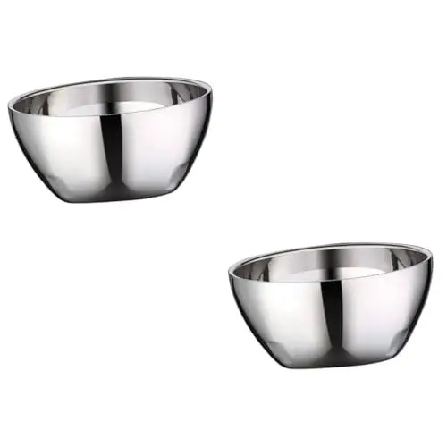 Produktbild: Garneck 2st Schüssel Aus Edelstahl Haushaltsgeräte Aus Metall Snackschale Aus Metall Rührschüsseln Aus Metall Salatschüsseln Aus Metall Wärmeisolierte Schüssel Essstäbchen Erwachsener Kind