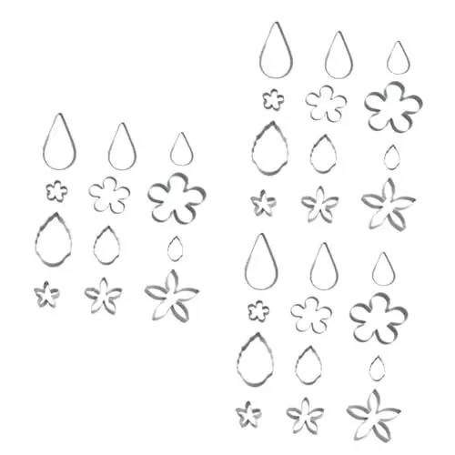 Produktbild: Garneck 3 Sets Keksbackwerkzeuge Keksausstecher Blumen-wassertropfen-formen Edelstahl-plätzchenformen Für Fondant-süßigkeiten 12 Stück * 3