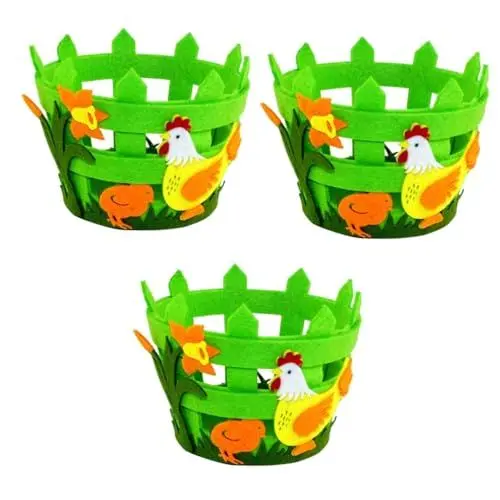 Produktbild: Garneck 3 Stücke Ostern Runde Vlies Stoff Korb Wohnkultur Handwerk Ostern Korb Handwerk Ornament Ostern Party Liefert