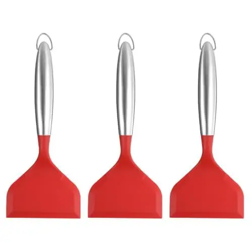 Produktbild: Garneck 3St Pfannenwender aus Silikon Wok Spatula silikonspachtel Pfannenwender für Pfannkuchen Wok-Schaufel Grillwerkzeuge Grillspatel Wok-Spatel Küchenwerkzeug für zu Hause Kieselgel rot