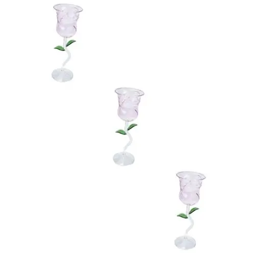 Produktbild: Garneck 3St Rosé Weinglas whiskey glasses wassergläser Goblet für Werbeveranstaltungen mit Rosenblüten Bargläser Weingläser in Rosenform Weinglas mit Rosenblüten Rotweinglas für Bar Rosa