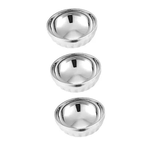 Produktbild: Garneck 3St Schüssel edelstahlschalen obstplatte salad bowl suppenschale soup bowl Frühstücksschalen Ramenschalen Stahlsoße Silber Aufbewahrungsschale rutschfeste Schalen Rostfreier Stahl