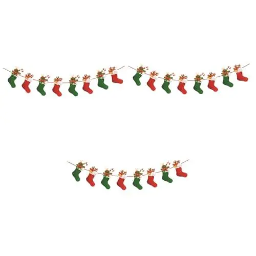 Produktbild: Garneck 3St Weihnachtsfeier Girlande christmas socken weihnachtssicken Weihnachtsstrumpf Ammer Weihnachtsstrumpf Girlande Banner Weihnachtsgirlande Weihnachtsbanner Weihnachtsfahne