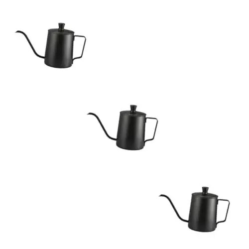 Produktbild: Garneck 3 STK Über Die Kaffeemaschine Gießen Schwanenhals-kaffeekocher Kaltwasserflasche Herd Kaffeemaschine Retro-espressomaschine Mini Herd Topf Von Hand Gießen Edelstahl 304 Mit Deckel