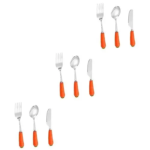 Produktbild: Garneck 3 Sets Sicheres Besteckset für Kinder Löffel und Aus Edelstahl Cartoon-karottengriff und Bequem für Babys