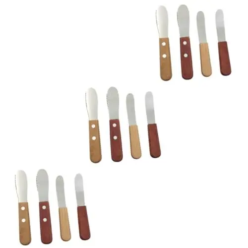 Produktbild: Garneck 3 Sätze Buttermesser Cuttermesser Schnitzmesser Küchenasseccoires Jam Cutter Cheese Knife Set Butterschneider Mit Holzgriff Käseschneider Küchenwaren Rostfreier Stahl 4 Stück * 3