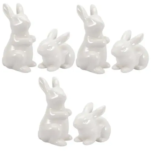Produktbild: Garneck 3 Sätze Kaninchen-Statue Aus Keramik Tragen Kleiner Hase Osterfiguren Kuscheltiere Plüsch Ostern Osterhasen-tischdekoration Frosch Gartenverzierung Kaninchenpuppe Fuchs 2 Stück * 3
