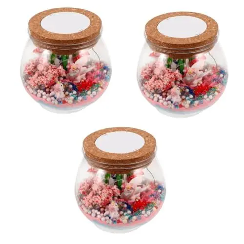 Produktbild: Garneck 3 Sets Einhorn Wunschflasche Handgefertigt Einhorn Terrarium Wunschflasche Mit Beleuchtung DIY Wunschflasche Nachtlampe Handgefertigte Wunschflasche Kleiner Tisch