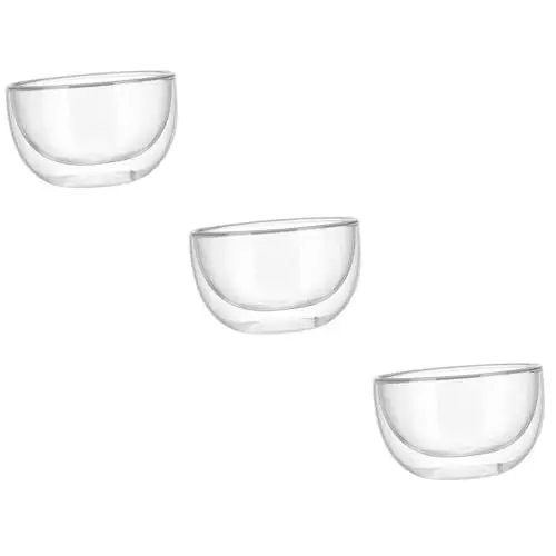 Produktbild: Garneck 3 Stk doppelte Glasschale isolierende Salatschüssel Glasgeschirr geschenk zum einzug geschenke für den einzug Glaskugel Obstschale Glas Hohes Borosilikat Eisbecher Reisschale
