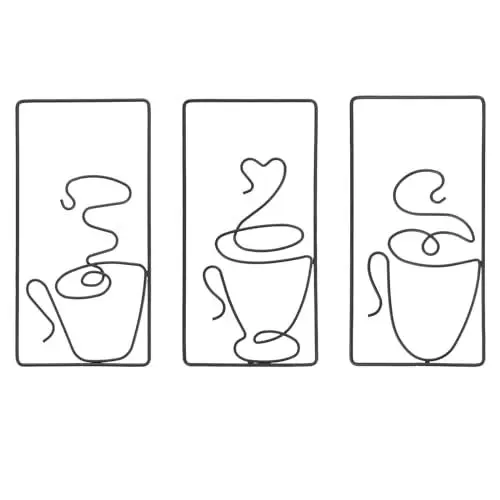 Produktbild: Garneck 3 Stücke Metall Kaffeetassen Wandkunst Draht Kaffeetassen Schild Eisen Kaffeeschilder Wanddeko Wandobjekt zum Aufhängen für Zuhause Küche Café Bar Restaurant Wohnzimmer Dekoration