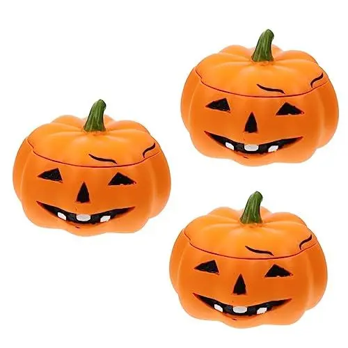 Produktbild: Garneck 3st Kürbis Kürbisbehälter Zarter Schmuckhalter Halloween-ornamente Desktop-ringgehäuse Kürbisring Schmuckhalter Für Den Haushalt Kreativer Schmuckhalter Harz
