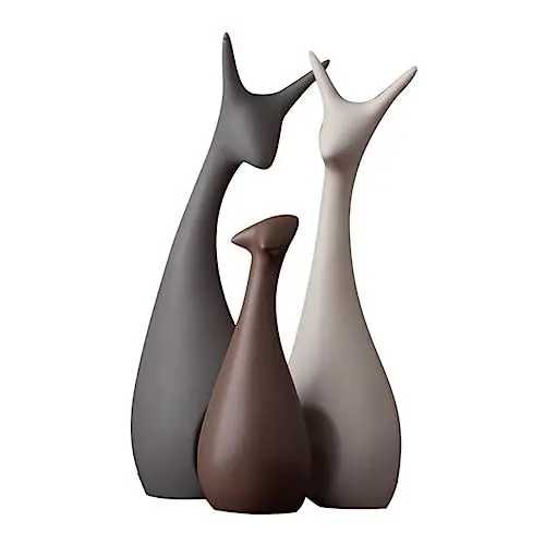Produktbild: Garneck Nordic Keramik Hirsch Set 3 Stücke Desktop Ornamente Hirsch Dekoration Für Wohnzimmer