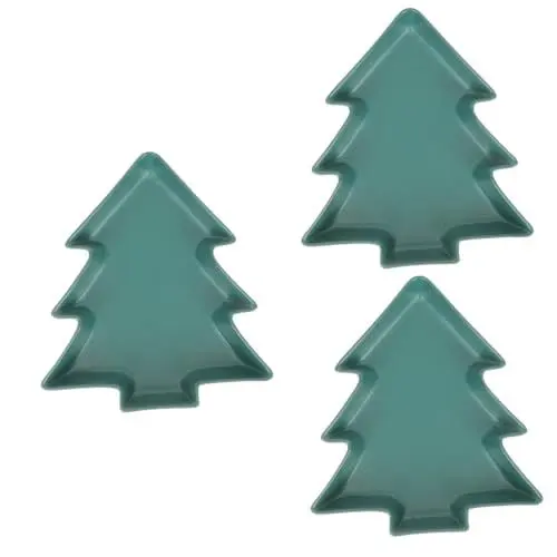 Produktbild: Garneck 3st Weihnachtsbaumtablett Gebäckplatte Weihnachtsbaum-snack-platte Weihnachtsbaumförmiges Obsttablett Teller in Weihnachtsbaumform Weihnachtsteller Besteck Dark Green Keramik