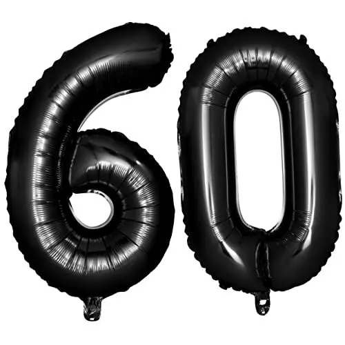Produktbild: Garneck Wiederverwendbare Zahlenballons Aus Schwarzer Folie Jumbo-größe 60 Stück Für Geburtstage Jubiläen
