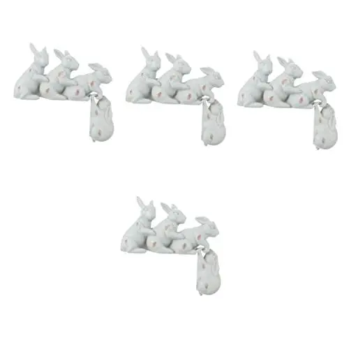 Produktbild: Garneck 4 Sätze Osterfigur Aus Harz Miniatur-hasenfigur Tee-haustier-statue Miniatur-hasen-statue Autobrett-statue Hasengarten-statue Miniatur-kaninchenfigur Frau Karikatur Speichern