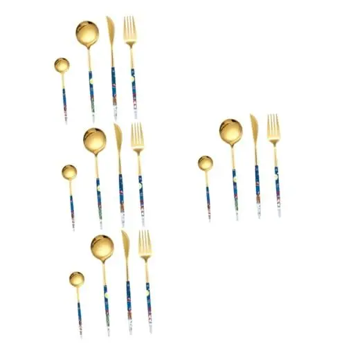 Produktbild: Garneck 4 Sätze Weihnachtslöffel aus Edelstahl Partybesteck Besteckset im europäischen Stil Steakbesteck messer kneck knives westliches Essgeschirr rostfreies Geschirr Rostfreier Stahl