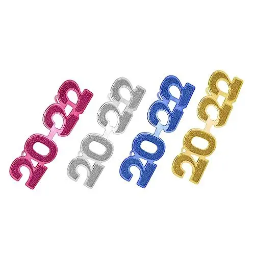 Produktbild: Garneck 4 Stück 2022 Stylingbrille lustige Brille 2022 silvester brille Hochzeitsbrille Kostüme Sonnenbrillen kinderferngläser kinderbrille lustige Partybrille schöne brille Stk
