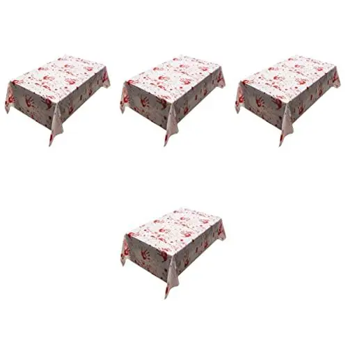Produktbild: Garneck 4 Stück Blutige Handabdruck Tischdecke Party Tischdecke Halloween Party Tischläufer Vampir Party Tischdecken Haushaltstischdecke Tischdecken Halloween Tischdecke