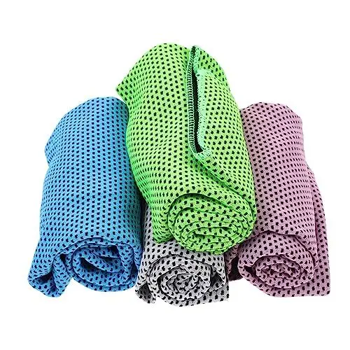 Produktbild: Garneck 4 Stück Cooles Tuch Kühltücher für Hals und Gesicht Mikrofasertuch Sportkühltuch handtücher Handtuch Yoga-Eistücher Eisgesichtstuch Schweiß aufnehmen Sportwaren 80% Polyesterfaser