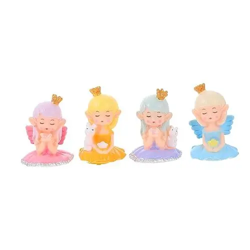 Produktbild: Garneck 4 Stück Elfenpuppendekoration Tortendeko Einschulung Wohnkultur Cartoon Engel Figur Ornamente Kleine Engel Skulpturen Sprite Engel Figur Verzierungen Modell Vinyl Karikatur