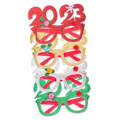 Produktbild: Garneck 4 Stück Gläser 2023 Partybrille Maskenbrille 2023 Brillenfassungen 2023 Neujahr Fotostütze Partydekoration faschingsbrille karnevalsbrille lustige Brille Foto-Requisiten Plastik