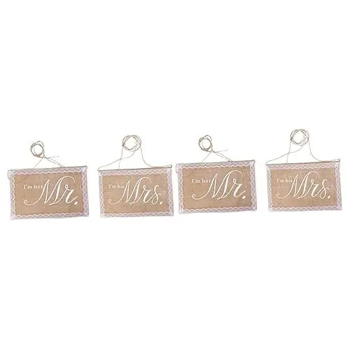 Produktbild: Garneck 4 Stück Hochzeitsschild Gartenfahnen Hochzeitsbanner Partyfahnen Stuhlbanner