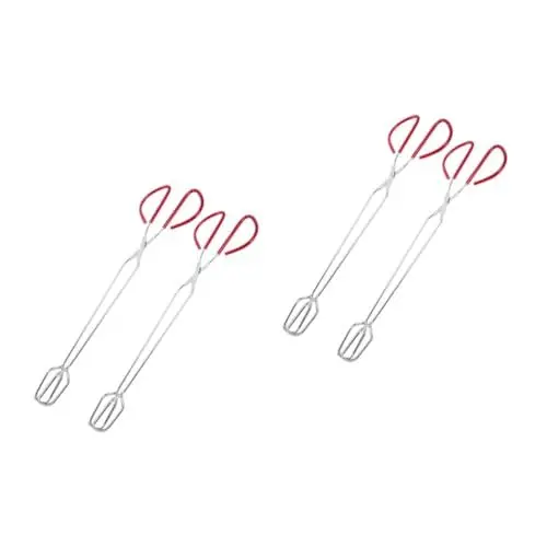 Produktbild: Garneck 4 Stück Holzkohleclip BBQ-Scherenzange Grillzange Buffetzange Scherenkochzange Küchenscherenzange grillgabel grillwerkzeug grill zubehör Grillclip aus Edelstahl Gummi rot
