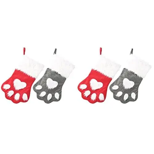Produktbild: Garneck 4 Stück Hund Weihnachtsstrumpf Ausgefallene Weihnachtsstrümpfe Weihnachtshaustiersocken Weihnachtsstrümpfe 2er Pack Weihnachtsstrümpfe Für Katzen Kind Geschenk Weihnachtssocken