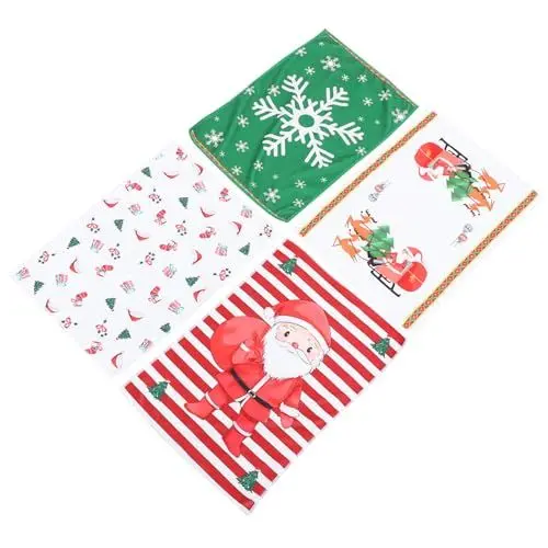 Produktbild: Garneck Geschirrtücher Mit Weihnachtsmotiv 4-teiliges Set Mikrofaser-Reinigungstuch Geschirrputzlappen Küchentücher Haushaltswaren