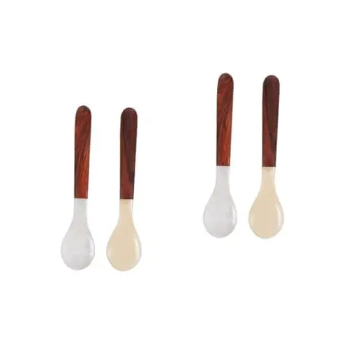 Produktbild: Garneck 4 Stück Natürlicher Schalenlöffel Käselöffel Honiglöffel Koreanisch -rührlöffel Mokka-löffel Löffel Aus Mutterperlen Joghurtlöffel Esslöffel Birnenholz Kuchenlöffel Kaffee
