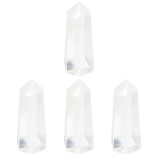Produktbild: Garneck 4 Stück Natürlicher Weißer Kristall Sechs Sechseckig Chakra-säule Haustierfelsen Feng-Shui-kristallanhänger Kristallsteinstab Natürlicher Edelstein-Charme Büro Spar