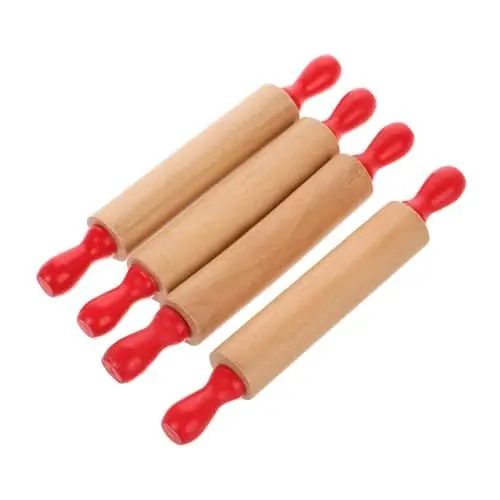 Produktbild: Garneck 4 Stück Nudelholz für Kinder Backwerkzeug für Kinder Holz Spielzeug Nudelholz kleines Nudelholz Nudelhölzer zum Backen Knetzubehör Mini Rollstäbchen Teigroller für Kinder hölzern