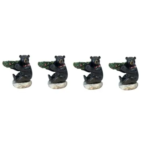 Produktbild: Garneck 4 Stück Osterkerzenhalter Kerzenhalter-Ornament Bärendekor Votivkerzenhalter Schwarzer Kerzenhalter Teelichthalter Kerzenhalter Als Mittelstück Skulpturen Wohnkultur Harz Black
